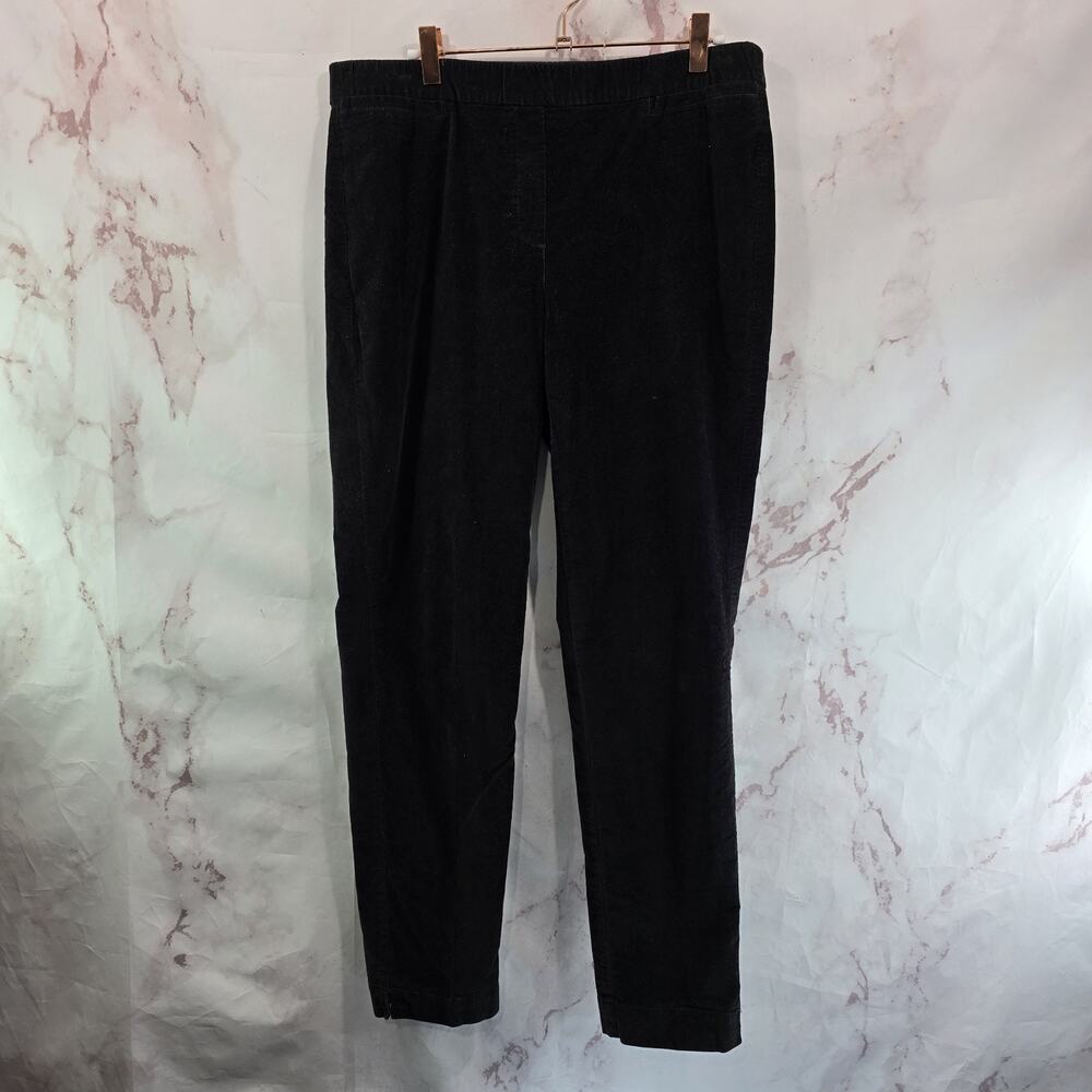 J Jill Pants Womens 12 X 29 Black Corduroy Pull On High Rise Straight Slim